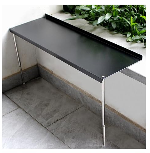Black Adjustable Height Window Sill Extender, Indoor Windowsill Plant Shelf with Stainless Steel Legs, Cat Window Perch Extension Board for Sunbathing(80x20cm/31.5x8in,53-79cm/21-31in)