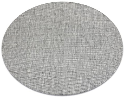 rugsx Teppich SION Sisal Optik, flachgewebt, strapazierfähig & pflegeleicht, Indoor & Outdoor, Wohnzimmer, Schlafzimmer, Balkon, Terrasse - grau rund 150 cm