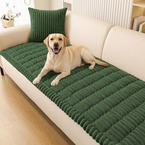 Homaxy Dicke Weiche Sofa überzug, Dunkelgrün, 90 x 160 cm | Waschbare Rutschfeste Couch überzug , Sofabezüge für Hunde, Haustiere und Kinder, 2 3 Sitzer Sofaüberwürf für das Wohnzimmer