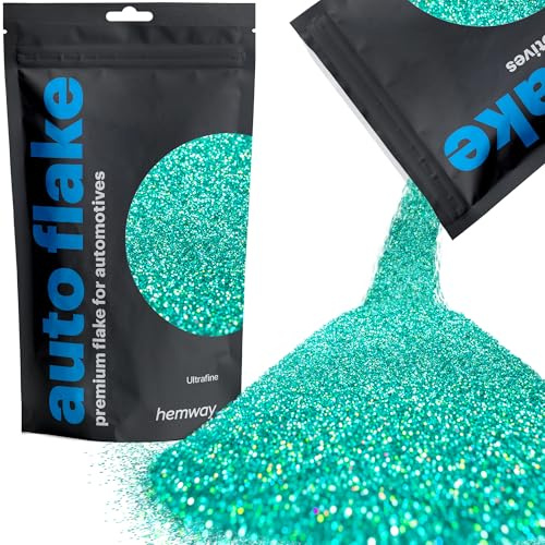 Hemway Auto Flake Glitter 100g Ultrafine Turquoise Blue Holographic | Metal Flake for Custom Auto Paint & Coatings, for Car, Motorbike, Truck, Vehicles, Automotives