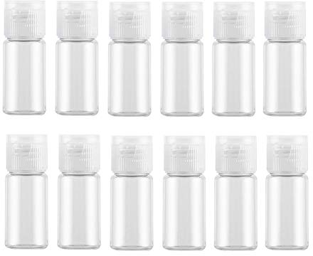 Lot de 12 bouteilles en plastique vides - 10 ml - Avec couvercle à rabat - Pour eau, émollient, émulsion de gel douche, etc