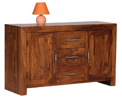 KADIMA Design Sheesham Massiv Sideboard Wood 118,5 x 40 cm Anrichte Kommode Massivholz