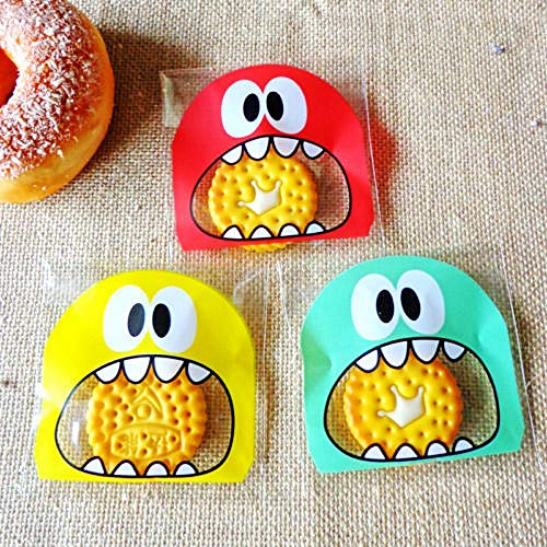 JZK 400 x Piccole bustine Mostri Trasparente plastica Buste Porta Confetti Biscotti Caramelle Sacchetti bomboniere per Halloween Compleanno