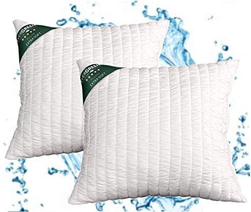 EVERGREENWEB Sofas- und Bettkissen aus Memory Foam Flocken 50x50cm, 15 cm Hoch, Verschiedene Maßnahmen, Weißer Bezug, Waschbar und Hypoallergen, Weiche Polsterung mit Gänsefedereffekt | SUPERANGEBOT