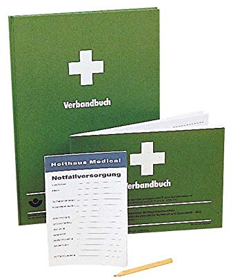 Holthaus Medical Meldeblock Notizblock Erste-Hilfe DIN 13169/13157, 25 Blatt, inkl. Stift