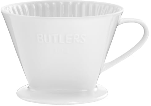 BUTLERS Kaffeefilter Keramik - TRADITIONAL - | Farbe Weiß - 14x17 cm - Handfilter für Filterkaffee & Americano - Permanentfilter für Kaffeepulver