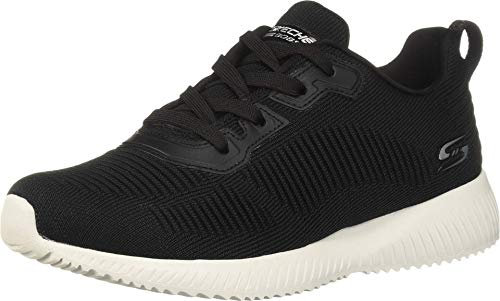Skechers Damen BOBS Squad Tough Talk Sneaker, Black Engineered Knit, 42 EU