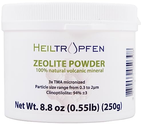 Zeolite Powder | 0.55 Pound - 250 g | Ultra FINE Less-Than 2 µm | Clinoptilolite 94%+-3 | 3X Activated | Natural Mineral Dust | Heiltropfen®