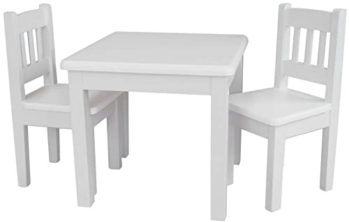 k koma Spielecke Kinder Sitzgruppe Kindertisch Kinderstuhl x 2 Massiv Kiefer Holz Neu (WEIß)