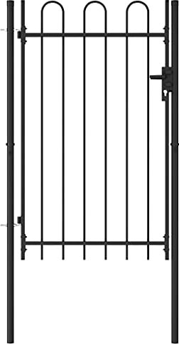 VidaXL Portillon Simple avec Dessus Arqué pour Jardin, Terrasse, Patio Extérieur - Porte en Acier 1x1,5 m Noir