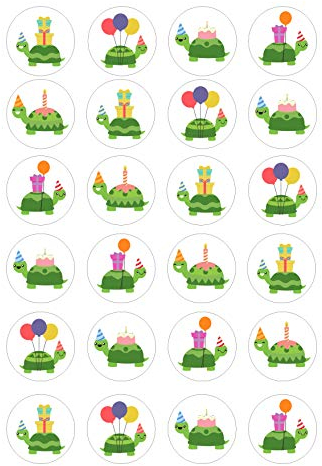 24 turtles birthday edible Wafer Card rice paper pre cut Cupcake Toppers Cake