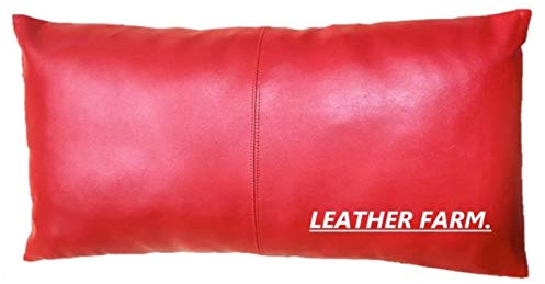 LEATHER FARM Kissenbezug aus Lammleder, Rot, 30,5 x 50,8 cm