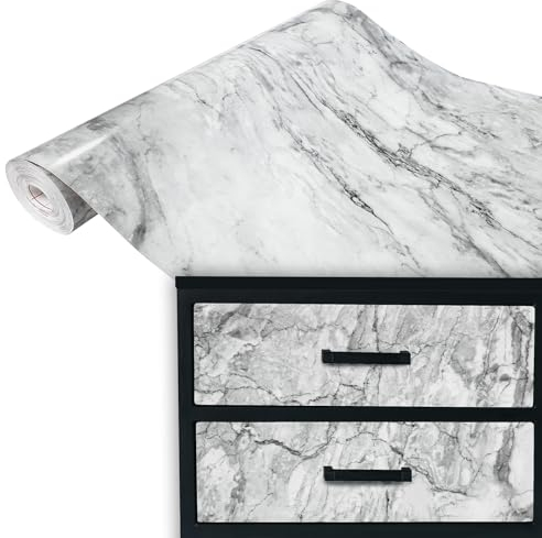 DecoMeister Papel Adhesivo Imitacion Marmol Gris Oscuro Para Pared Puertas Mesa Armario Vinilo Autoadhesivo Decorativo Para Muebles Encimera Para Forrar Lámina Para Cocina Rollo 90 x 100 cm Por Metros