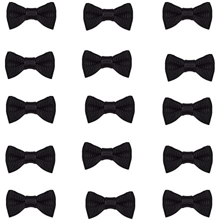 PandaHall 120pcs Mini-Fliegen Schwarzes Ripsband Schleifen Ornament Handgefertigt Gewebt Haarschleifen für Heimwerker Kinder Haarspangen Geschenkverpackung Partybevorzugung, 25–30 X15~16X5 mm