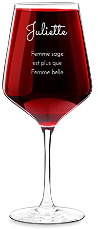 Maverton Verre à Vin XL pour elle - 530ml - Verre Personnalisé à Vin Rouge et Blanc - Cadeau d’anniversaire pour chaque Femme - Sagesse