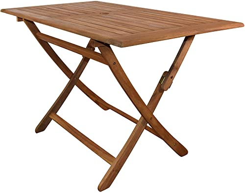 SAM Gartentisch Callao, Akazienholz massiv & geölt, Abgerundeter Klapptisch 120x70 cm, Holztisch für Balkon, Terrasse, Wintergarten oder Garten, pflegeleichtes Unikat