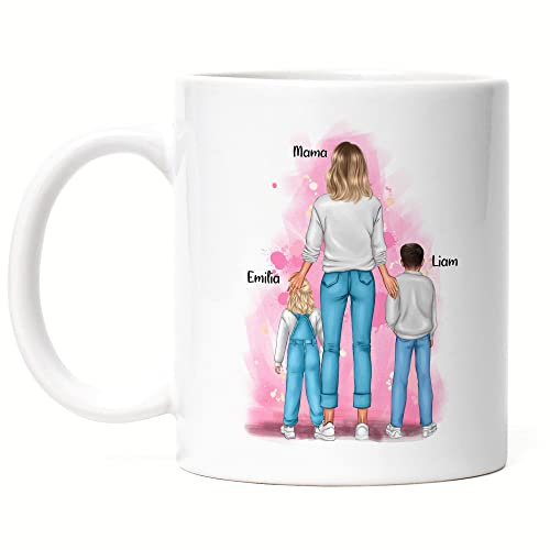 Kiddle-Design Mutter Kind Tasse Personalisiert Muttertagsgeschenk Name Mama Kinder Baby Sohn Tochter Geschenk Mütter Muttertag