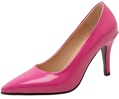 Vrupons Elegantes zapatos de tacón para mujer con punta puntiaguda y 19 colores disponibles, fucsia, 42 EU