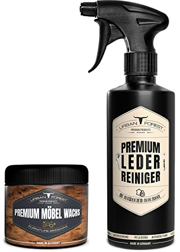 SPARSET Premium Lederreiniger optimal zur Reinigung von Leder zur Lederpflege + Holzwachs Möbelwachs farblos mit Bienenwachs von URBAN FOREST | MADE IN GERMANY