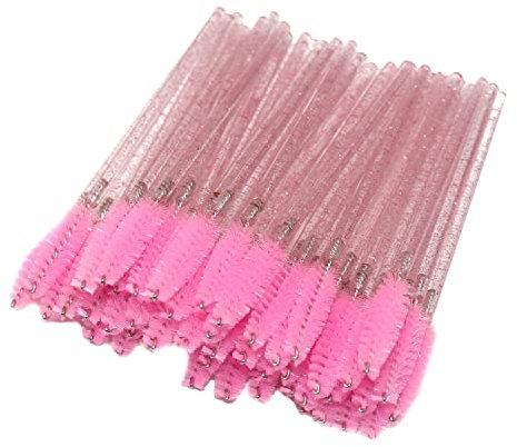 Rofitbest Einweg-Kristall-Augenpinsel, Pinsel Mascara Zauberstäbe, Wimpernmascara-Bürsten, Augenwimpern-Applikator-Pinsel (Rosa, 200PCS)