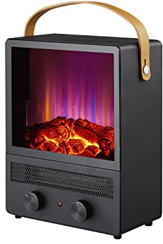 Caminetto elettrico portatile 1500W in acciaio nero con gambe CHE-90 Purline