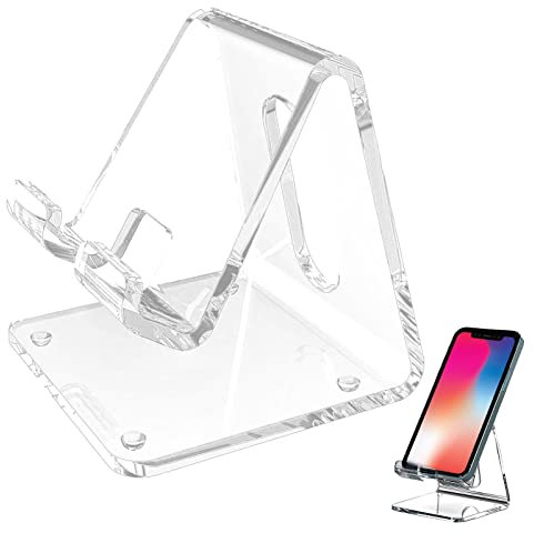2 Cell Phone Holder Acrylic | Clear Cell Phone Stand | Acrylic Cell Phone Stand, Desktop, Bedside Table, Compatible with 4-10'' Phone, Desk Accessories, Clear
