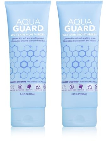AQUA GUARD After-Swim Wet Skin Moisturizer | Leaves Skin Soft+Neutralizes Chlorine Scent & Residue | In-Shower Lotion | Saves time | Apply to wet skin then towel off | Fast Absorbing (2-Pack)
