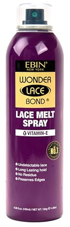 Wonder Lace Melt Aérosol | Préserve les bords et la dentelle indétectable | Tenue longue durée | Sans résidus | Infusé à la vitamine E et à la biotine (180 ml)