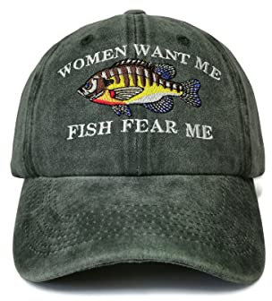 Shenbors Bestickte Baseballmützen und Mützen, Women Want Me Fish Fear Me (Armeegrün), Einheitsgröße