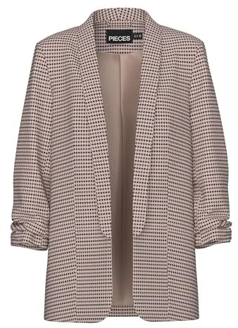 PIECES Pcbosella 3/4 Printed Blazer Noos, Silver Mink/AOP: Houndstooth, M Mujeres