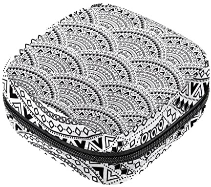 Damenbinde Aufbewahrungstasche, weibliche Produktbeutel, tragbare Perioden-Kit-Tasche für Mädchen, Frauen, Damen, Sashiko, japanische Mandala-Waage, Mehrfarbig, 4.7x6.6x6.6 in/12x17x17 cm