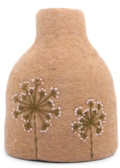 Én Gry & Sif Filz-Vasenhülle | wundervolle Cover-Up Vase aus Filz mit zusätzlichem Glas perfekt für einzelne Blumen | Hellbraun H13 x Ø8 cm…