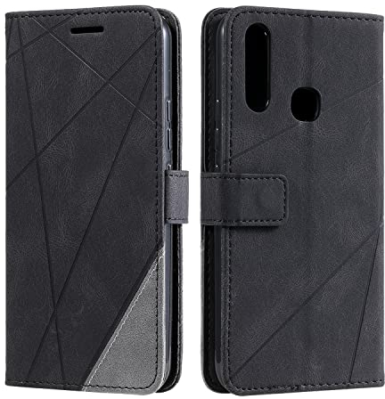 Vankii Kompatibel mit Vivo Y11/Y12/Y15/Y17/Y3/Y3S Hülle, Handyhülle Vivo Y11/Y12/Y15/Y17/Y3/Y3S, Wallet PU Leder Brieftasche Tasche Case Schutzhülle Klapphülle Klappbar Lederhülle(Schwarz)
