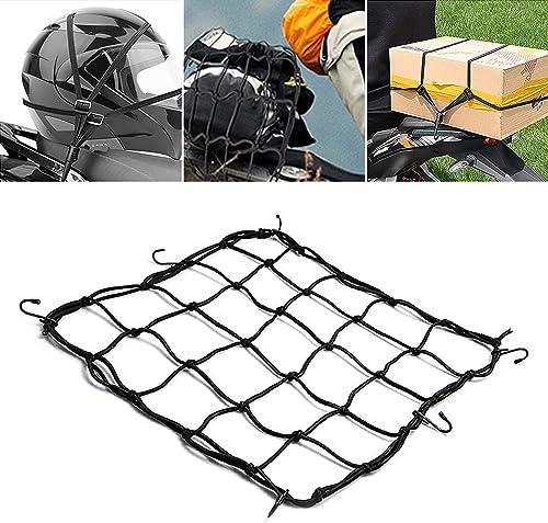 Gepäcknetz mit 6 Befestigungshaken für Fahrradkorb/Gepäckträger, Fahrrad Gepäcknetz, Motorrad Gepäcknetz, für Fahrrad-Korb Sicherungsnetz Spannnetz Netz für Befestigung Helm-Netz Gepäcktasche