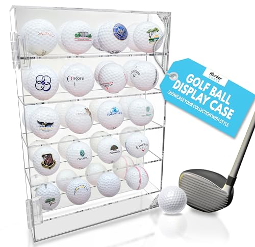 Premium Golfball-Vitrine – UV-geschützte Acryl-Wandhalterung mit verspiegelter Rückseite für 20 Bälle für Golfer, Sammler und Erinnerungsstücke