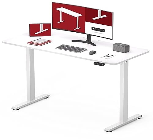 SANODESK Höhenverstellbarer Schreibtisch mit KOMPLETTER TISCHPLATTE, Ergonomischer Standing Desk, Computertisch mit Memory-Funktion für Homeoffice, 110 x 54 cm, Weiß