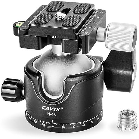 CAVIX Tripod Ball Head with 1/4 Arca Swiss Quick Release Plate Aluminium Tripod Ball Head Mount Large Ball