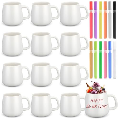 Mifoci 12 Sets Ceramic Painting Mugs Kits DIY Your Own Coffee Mug,Classic