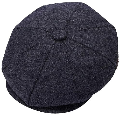 ZRWASKA® Flache Herrenkappe, Größe 8, Bäckermütze, Wollmütze, Gatsby-Tweed-Wollstoff, Newsboy-Stil, Bäckerhut im Stil der 1920er-Jahre, einfarbig, Fischgrätenmuster, Größe S-XXL, Uni Anthrazit, 62