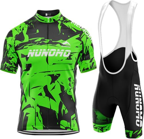 Herren Fahrradbekleidung Set Herren-Radbekleidung Kurzarm, hochelastisches und atmungsaktives Material, UV-Schutz, 3 Taschen Radhose mit Sitzpolster für MTB Rennrad Radsport (TYPE-1,XL)