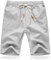 JustSun Kurze Hosen Herren Shorts Sommer Leinen Baumwolle mit Tunnelzug und Taschen Grau L