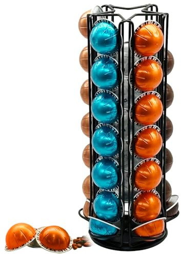 Wrobic Coffee Capsules Holder for 35 Nespresso Vertuo Pods, Coffee Pod Holder for Nespresso Vertuoline Pods, Rotating Design, Coffe Storage Rack for 35 Pcs Pods,Black