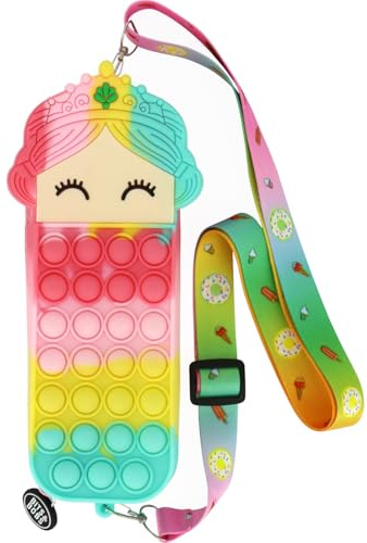 Grafoplas Pop It Silikon-Etui, Einhorn-Bubbles, Fuchsia, Rosa, Gelb und Minzgrün, 20x6,5x4cm, Bubbles Prinzessin