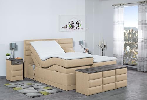 Boxspringbett Pino 240x220, WT-Beige, 7-Zohnen Taschenfederkernmatratze, Ergoflex - Inklusive Aufbau - Deutscher Hersteller