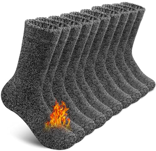 SIMIYA Mens Wool Socks Winter Thermal Socks Knitting Soft Warm Thick Socks for Boots Ski Hiking, 5 Pairs Black
