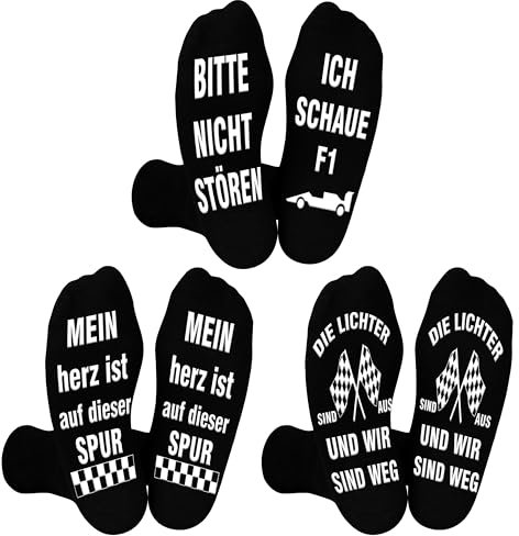 Belloxis Formel 1 Geschenk Formel 1 Socken Herren 43-46 Herrensocken Stoppersocken Herren Geburtstagsgeschenk für Männer