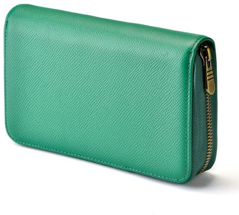 Füllfederhalter-Etui aus Leder, 10 Geteilte Fächer, Rollerball-Stifthalter, handgefertigtes Display, Organizer, Reißverschlusstasche, Armee-grün, 1 Count (Pack of 1), Klassisch