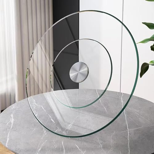 ZYXQQJ 60-120cm/24-50in Glass Lazy Susan Turntable Large Kitchen Rotating Tray, Home Hotel Dining Table Centerpiece Round Tray(60cm (24 in))