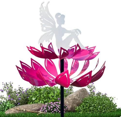 Yulokdwi Windspiel für Hof und Garten, Outdoor-Windspiel | 360 Grad drehbarer Elfen-Feengarten-Windspiel | Kreative Windmühlen-Gartenspinner aus Metall für den Garten, Rasen, Park