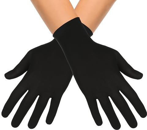 KarneLux Handschuhe Schwarz - 1 Paar Damen Herren Handschuhe als Kostüm Zubehör - Accessoire für Karneval, Halloween oder Mottopartys 23 cm
